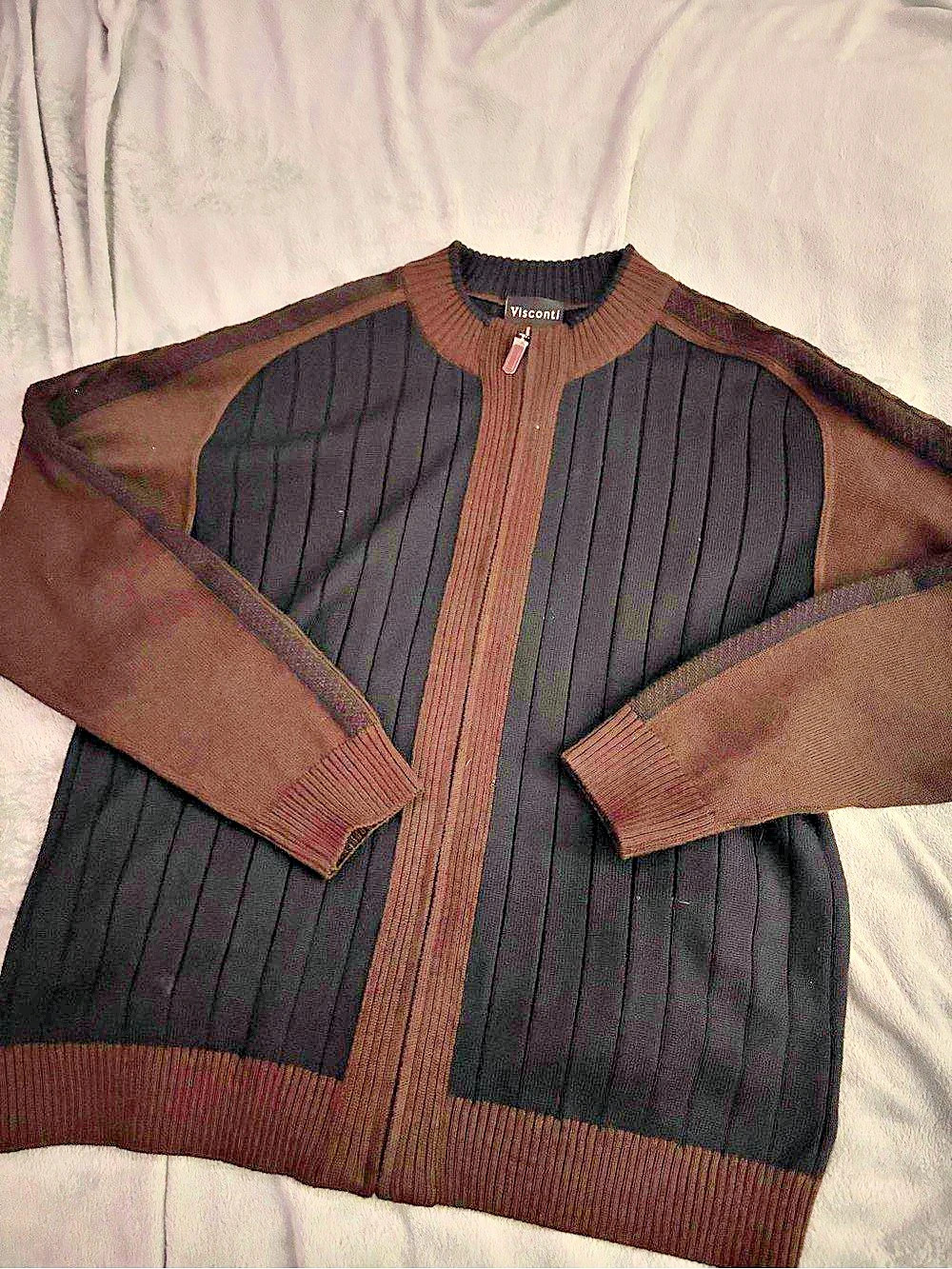 Visconti Color Block Zip-Up Sweater Size 54
